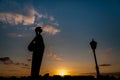 Silhouette of the Minerva statue in Antwerp