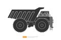 Silhouette mining dump truck tipper vector illustration on white background. Isolated big heavy machinery equipment vehicle. flat Royalty Free Stock Photo