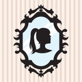 silhouette in mirror frame. Vector illustration decorative design