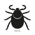 Silhouette of a mite. tick sign on a white background. Isolated object for web and application.