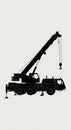 Silhouette of a mobile construction crane with an extended boom and hook, set Royalty Free Stock Photo