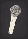 Silhouette of modern microphone for voice, music, sound, speak, radio recording. Vector illustration.