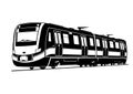 Silhouette of a modern passenger train. Royalty Free Stock Photo
