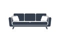 Silhouette of a modern sofa featuring a minimalist design with three back cushions and a seat Royalty Free Stock Photo