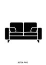 Silhouette of a modern sofa featuring two seat cushions and two Royalty Free Stock Photo