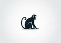 Silhouette of a monkey sitting on a white background Royalty Free Stock Photo