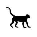 Silhouette of monkey vector icon in flat style Royalty Free Stock Photo