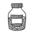 Silhouette monochrome bottle with salt and pepper Royalty Free Stock Photo