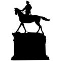 Silhouette monument to the Soviet commander Marshal Georgy Zhukov in Moscow on a white background Royalty Free Stock Photo