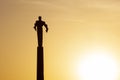 Silhouette of the monument to Yuri Gagarin in Moscow against the background of a picturesque evening sky