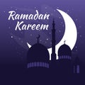 The silhouette of the mosque against the background of the new moon. Royalty Free Stock Photo