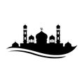 Silhouette Mosque icon design logo black and white