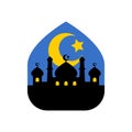 silhouette of a mosque with a moon and stars for ramadan event. Islamic theme vector illustration Royalty Free Stock Photo