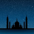 Silhouette of a mosque. Starry Sky. Eps 10.