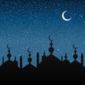 Silhouette of a mosque. Starry Sky. Eps 10.