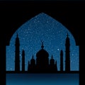 Silhouette of a mosque. Starry Sky. Eps 10.