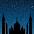 Silhouette of a mosque. Starry Sky. Eps 10.