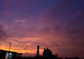 mosque silhouette at sunset multicolor sky