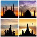 Silhouette of mosques in the world