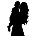 Silhouette of mother and baby, motherhood