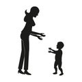 Silhouette mother baby walking Royalty Free Stock Photo