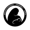 Silhouette of a mother breastfeeding her baby. Breastfeeding friendly area sign. Isolated illustration. Vector.