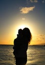 Silhouette, mother and child in tropics