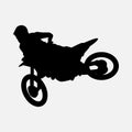 silhouette of a motocross racer doing a stunt, jumping. graphic vector illustration. Royalty Free Stock Photo