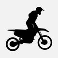 silhouette of a motocross racer side view. graphic vector illustration. Royalty Free Stock Photo