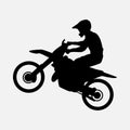 silhouette of a motocross racer side view. graphic vector illustration. Royalty Free Stock Photo