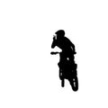 Silhouette of motocross rider jump isolated on white background