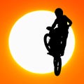 Silhouette of motocross rider jump in the sky Royalty Free Stock Photo