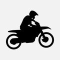 silhouette of a motocross rider isolated on white background. graphic vector illustration. Royalty Free Stock Photo