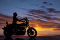 Silhouette motorcycle woman side ride