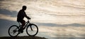 Silhouette of Mountain bike.Sport and healthy life.Extreme sports.Mountain bicycle and man.Life style outdoor extreme sport Royalty Free Stock Photo