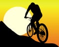 Silhouette of a mountain biker Royalty Free Stock Photo