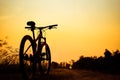 Silhouette of mountain biker Royalty Free Stock Photo