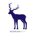 Silhouette of mountain deer and forest. Vector illustration, logo.