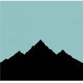 Silhouette of a mountain range with distinct peaks against a solid pale blue backgrou Royalty Free Stock Photo