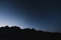 Silhouette mountains ridge, with clear sky full of star in dawn