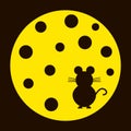 Silhouette of the mouse and cheese Royalty Free Stock Photo