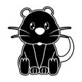 Silhouette mouse cute wild animal character