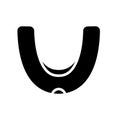Silhouette Mouthguard icon. Outline logo of bruxism treatment. Black illustration of dental tool for protection of boxer`s teeth,