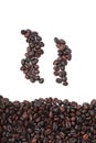 Silhouette mugs of coffee beans Royalty Free Stock Photo