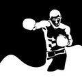 Silhouette of a muscular boxer black and white illustration