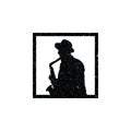 Silhouette Music Jazz Singer Saxophone Player Classic Logo design inspiration.