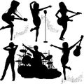 Silhouette of musical band