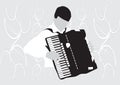 Silhouette musician, accordion