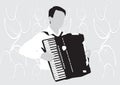 Silhouette musician, accordion player