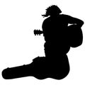 Silhouette musician guitar player sitting on the